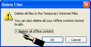 click delete all offline content